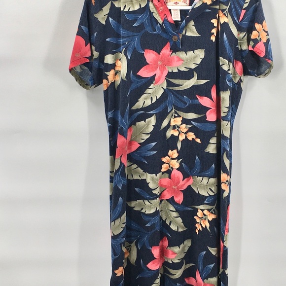Caribbean Joe Floral Rayon 2 slit Dress - Picture 3 of 6